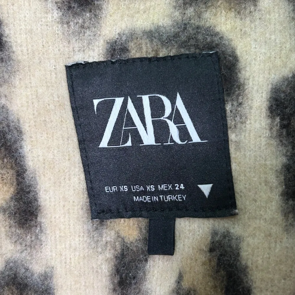 Zara Wool Blend Leopard Print Oversized Pullover Jacket Half-Zip Womens‎ XS - Image 4