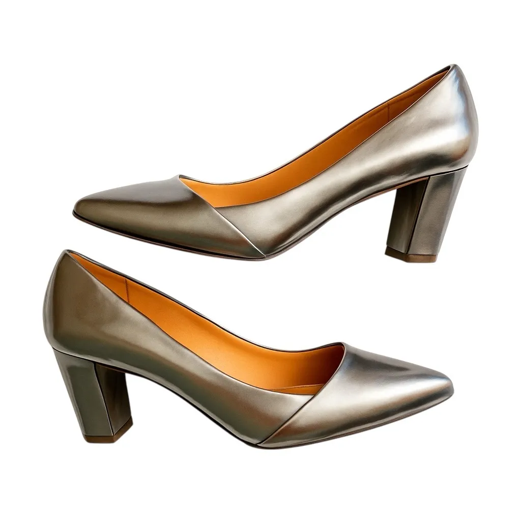 Cole Haan Grand OS Bronze Mirror Leather Block Heel Pumps Womens Size 7 Dressy - Image 3