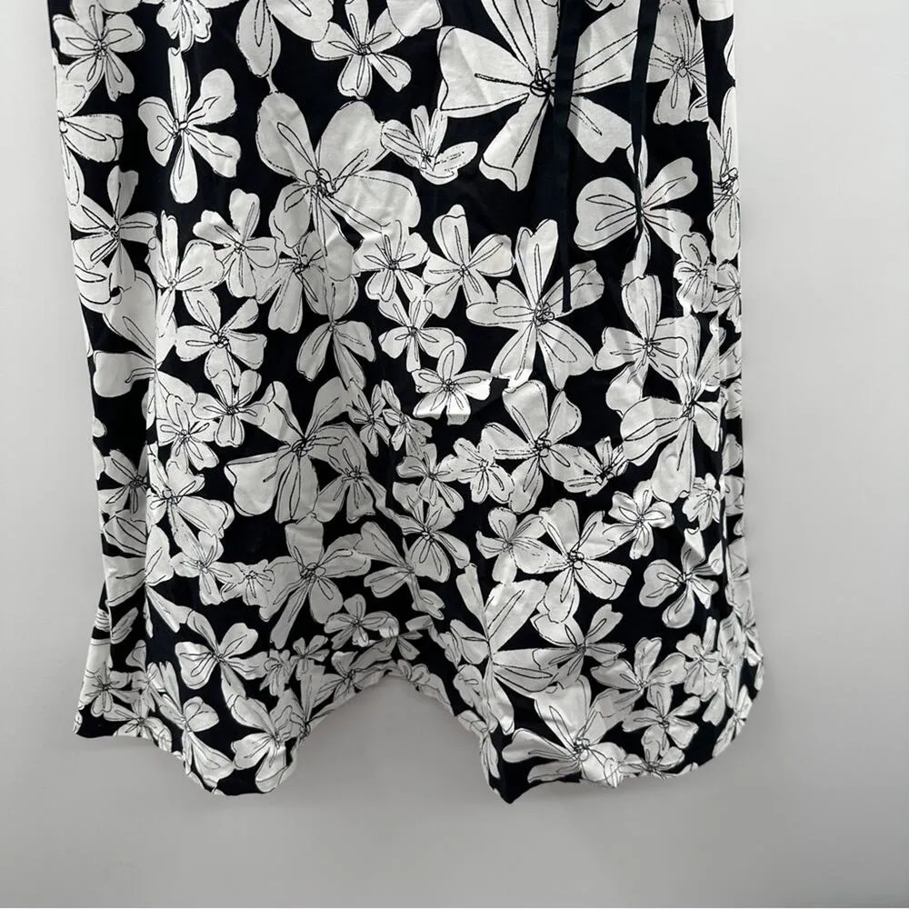 New York & Co White & Black Floral Print Sleeveless Fit & Flare Dress Midi Dress - Image 3