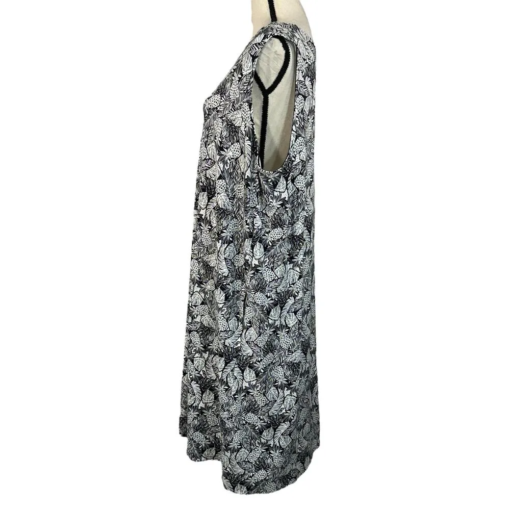 J Jill Wearever Collection 2X-Large Midi Dress Pineapples Leaves Stretch Pockets - Image 6