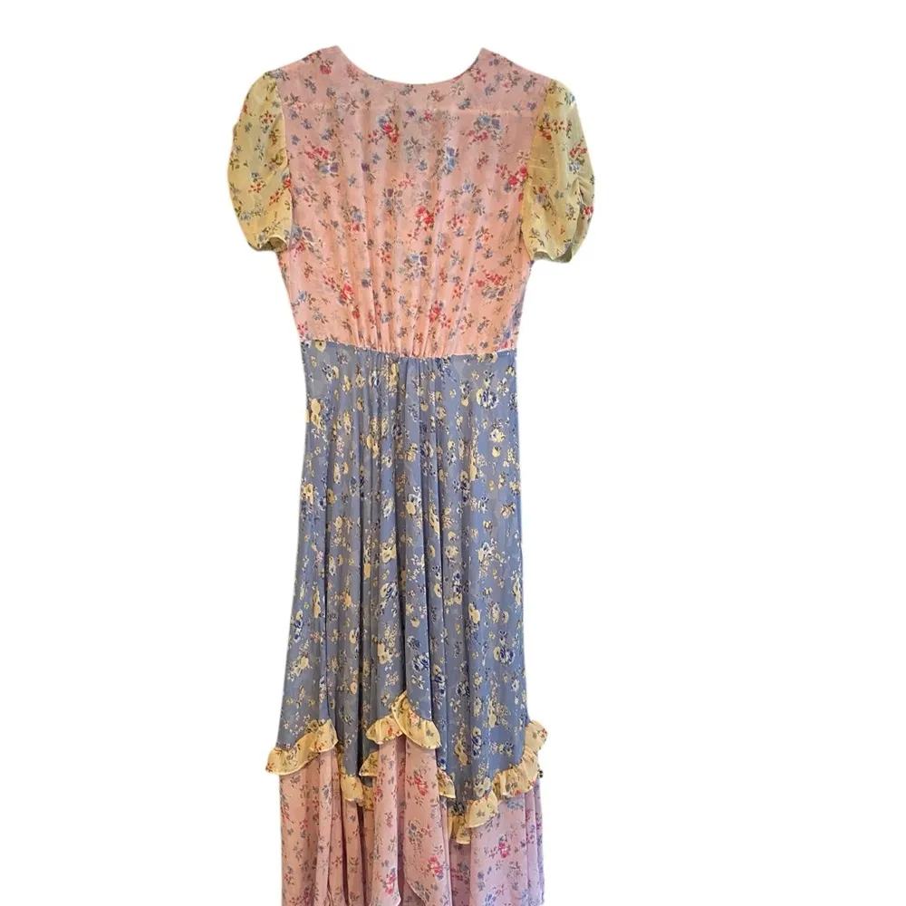 EVIE Anthropologie Blue & Pink Asymmetrical Tiered Sundress Fairy Costume Size XS - Image 7