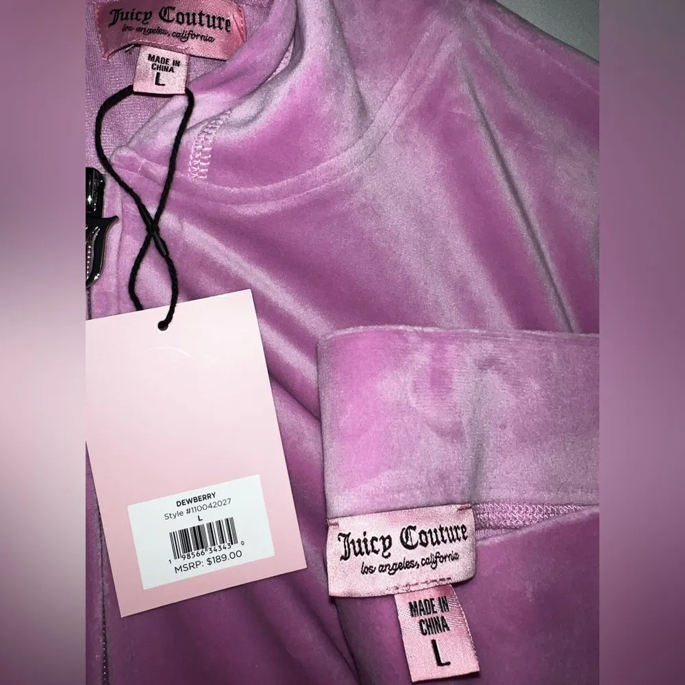Size L Juicy Couture velour bling shorts set Dewberry Purple matching set - Image 3