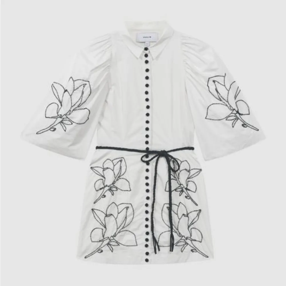 JOSLIN beaded 100% cotton shirt mini dress NEW White Size 2 - Image 10