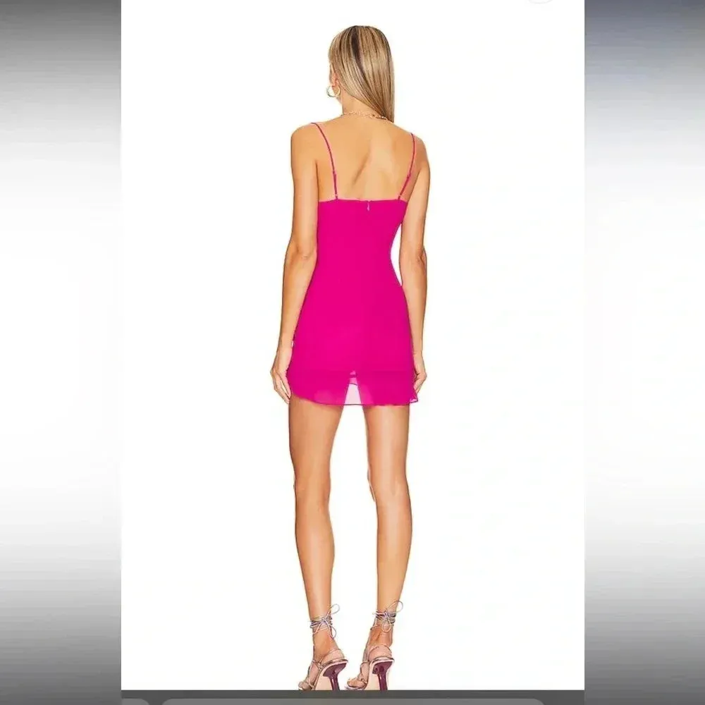More To Come Mileva Ruched Mini Dress in Fuchsia - Image 2