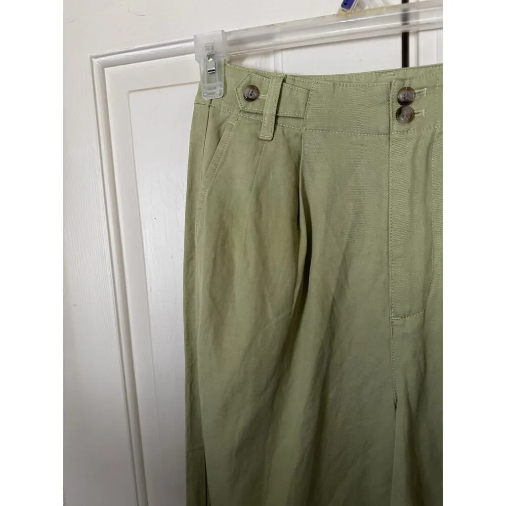 NWT Madewell The Harlow Wide Leg Pant In Lemongrass Green Lyocell Linen Size 0 - Image 6
