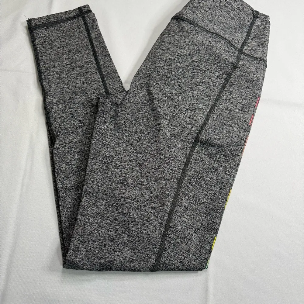 Victoria's Secret Gray Leggings with Supportive Waistband and Text Design - Image 3