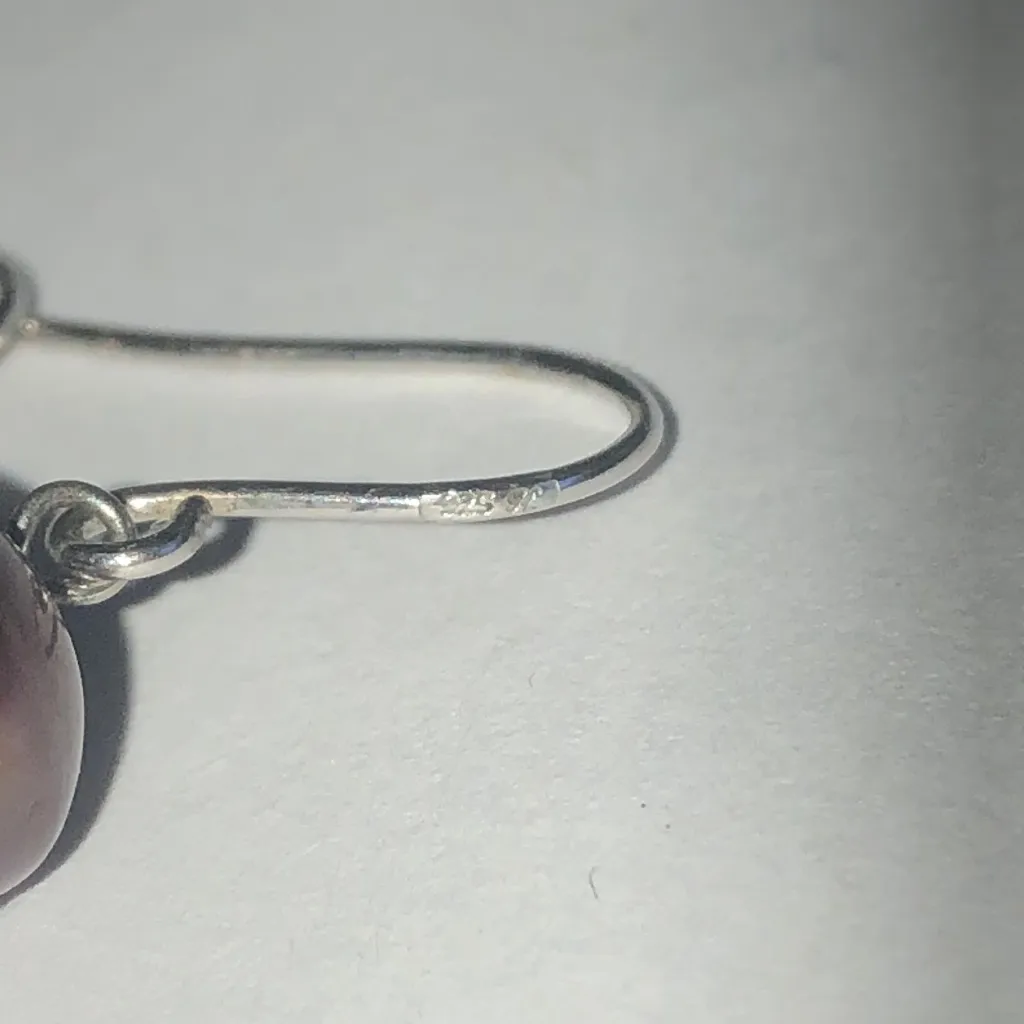 Honora Elegant Silver Chocolate Genuine Pearl Drop Earrings - Image 5