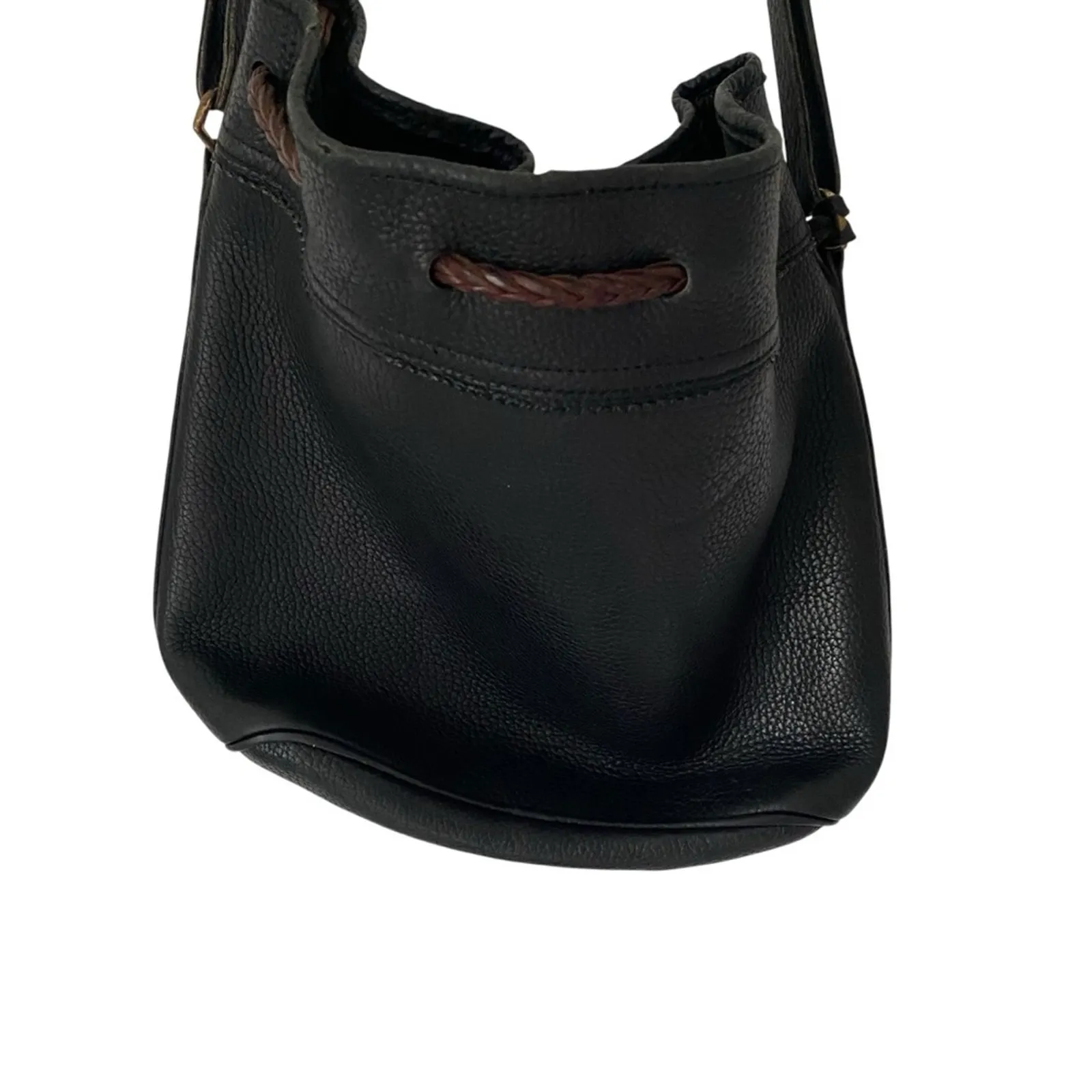 Dooney and Bourke Vintage Black Leather Pebbled Bucket Bag Purse - Image 4