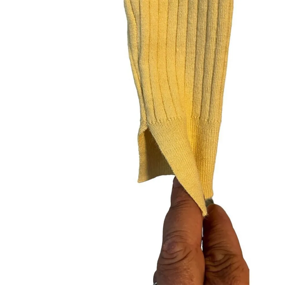 Alicedudu Button Up Sweater Women's Size Medium Yellow Ribbed Top Long Sleeve - Image 5