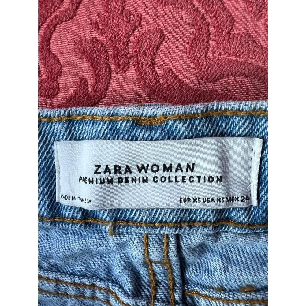 Zara Woman Premium Denim Collection Distressed Jean Skirt size XS - Image 3
