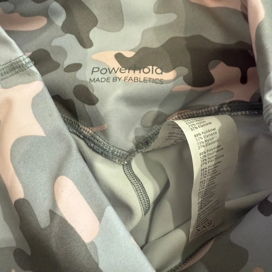 Fabletics Powerhold High Waisted 7/8 Leggings in Pink Camo, Size XXS - Image 4