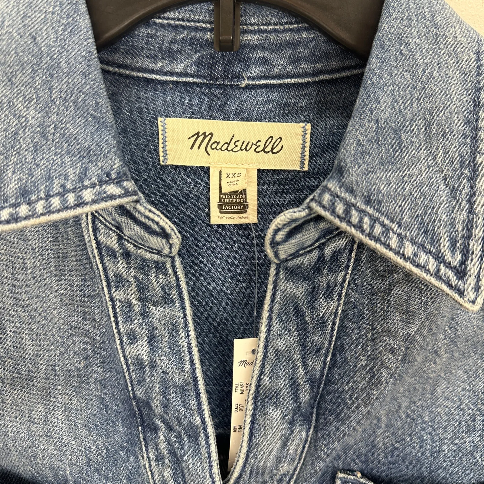 Madewell Popover Mini Dress Airy Denim Long Sleeve Blue Croswell Wash XXS NWT - Image 9