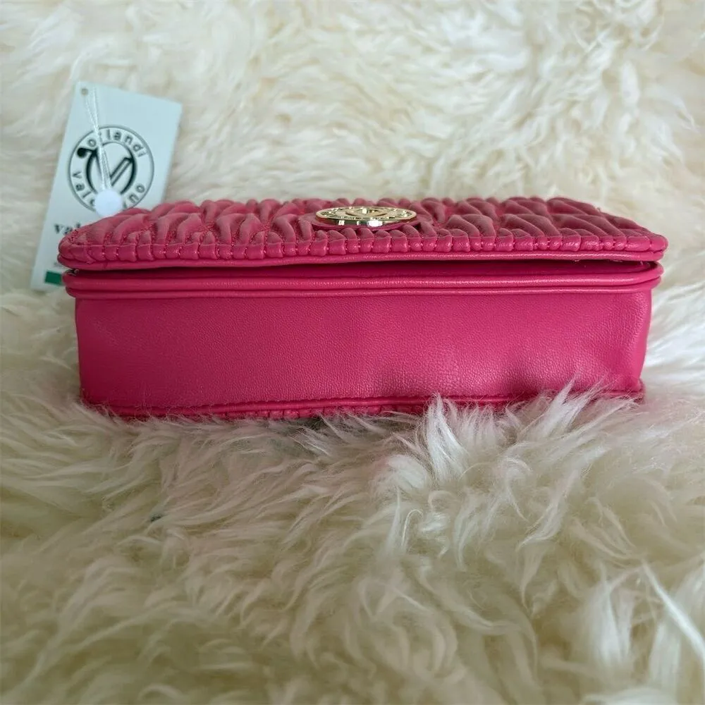 Valentino Orlandi Pink Quilted Crossbody Bag Adjustable Strap Women's - Image 3