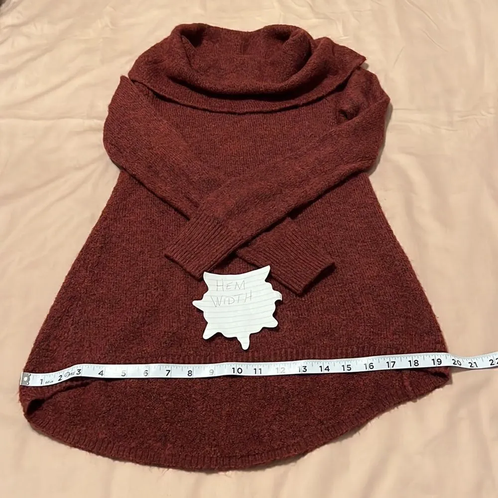 Mossimo szXS/S brownish orangish cowl neck longer in back LS tunic EUC Brown Size XS - Image 6