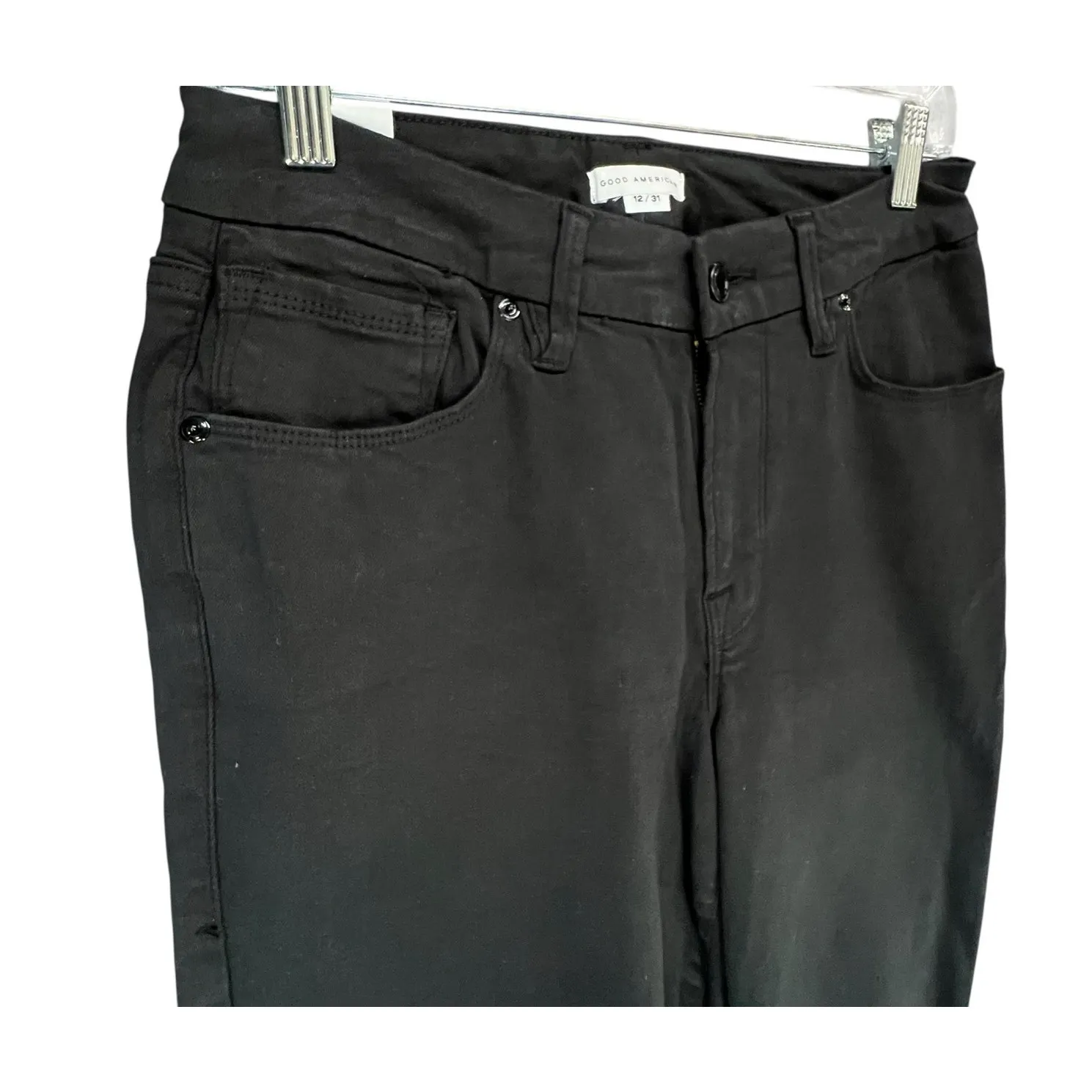 Good American Good Legs Jeans Womens 12 Black Tummy Tech Low Rise Stretch No Gap - Image 2