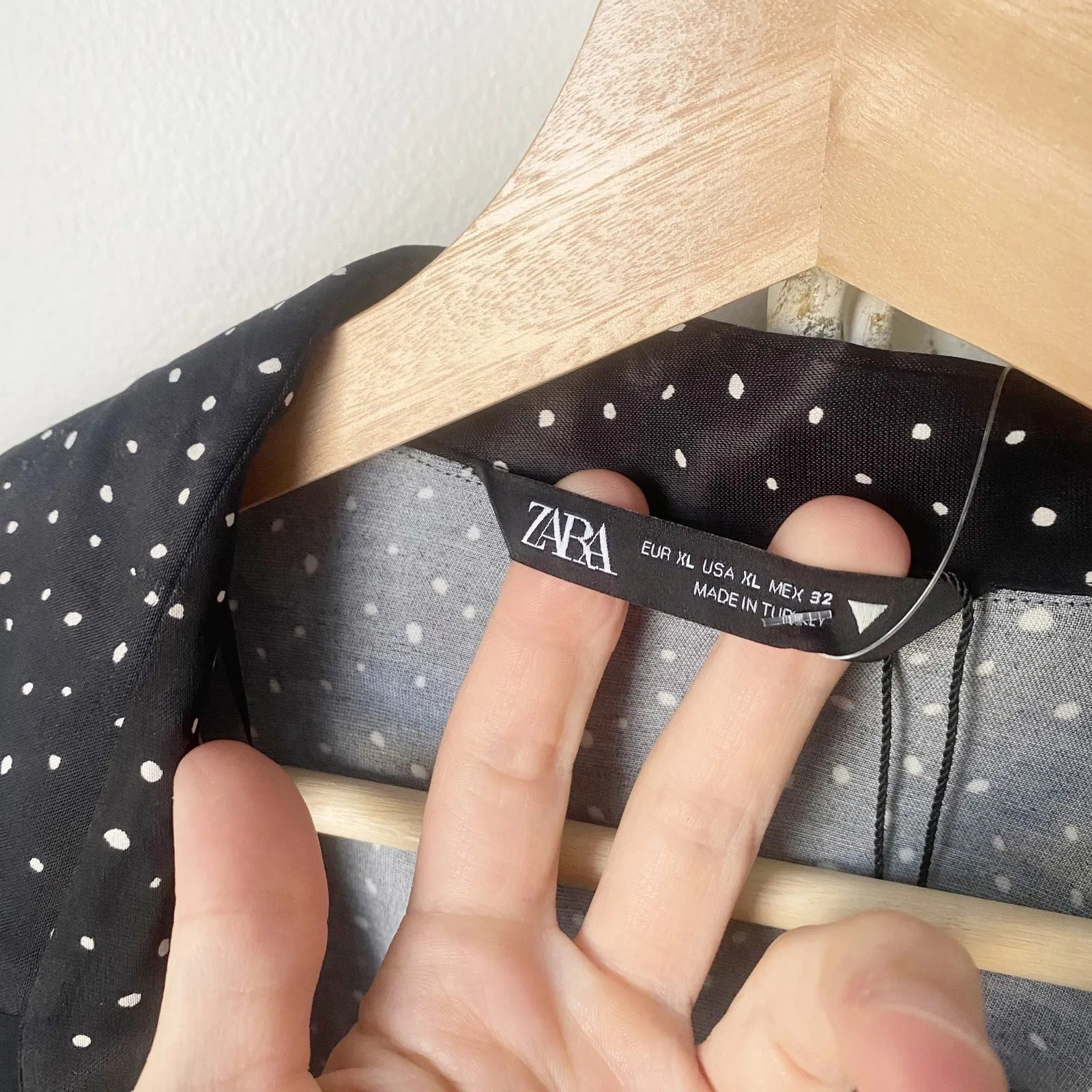 Zara Satin Tie Front Spotted Blouse Top - Image 6