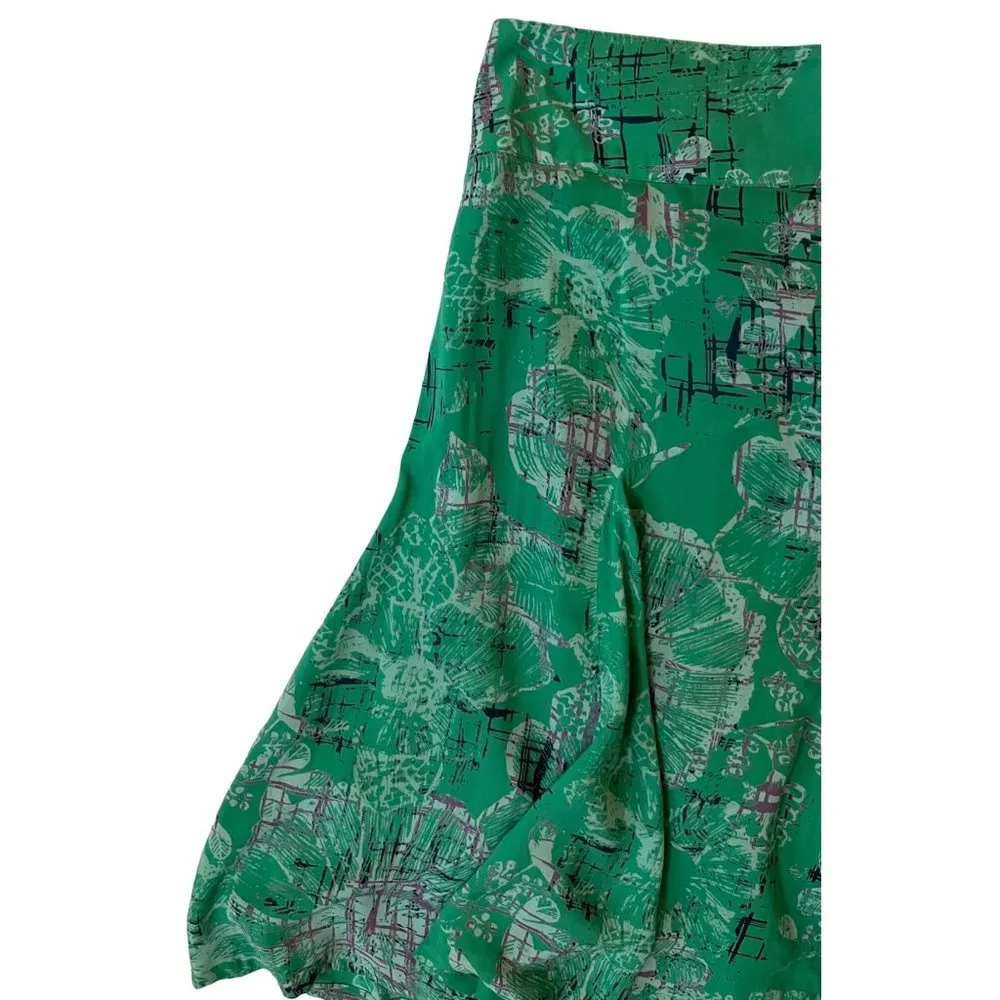 White Stuff 12 Godet Skirt Green Purple Floral Y2K Viscose Flared Blue Twirl - Image 2