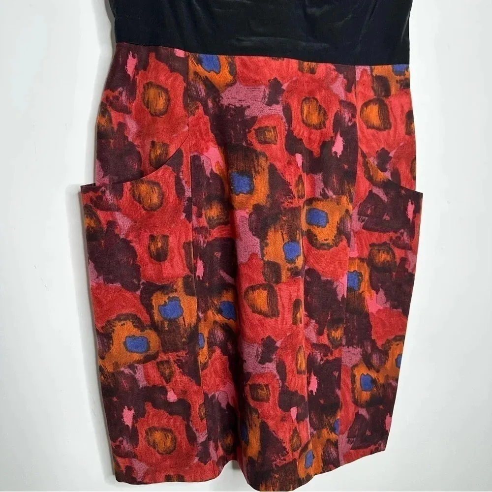 Frock Tracy Reece Watercolor Print Silk Blend Cap Sleeve Dress Size 8 - Image 9