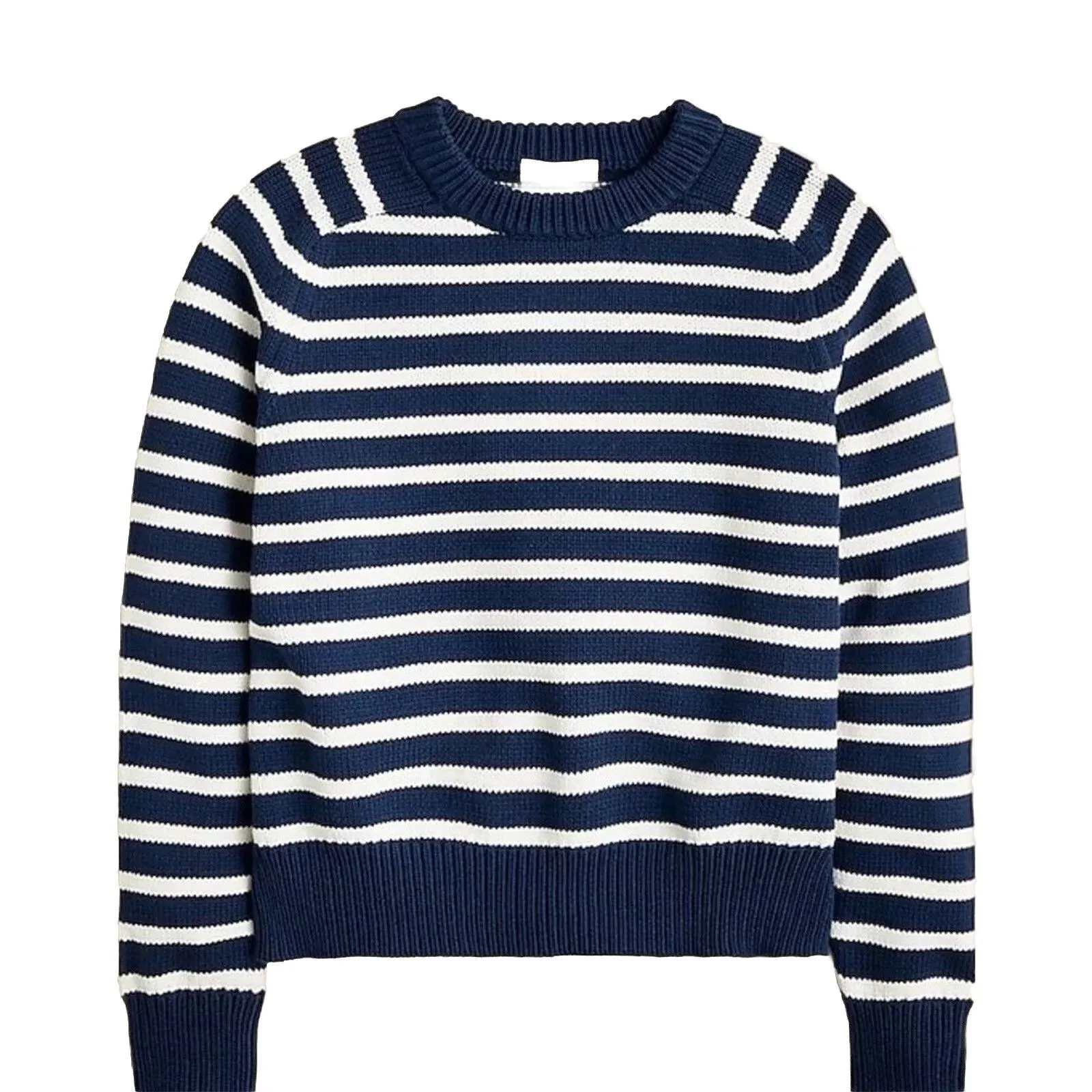 NWT J.Crew Relaxed Stripe Crewneck Sweater Womens Chunky Knit Nautical Fisherman - Image 2