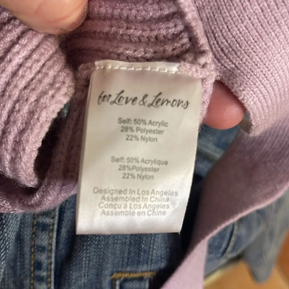 For Love and Lemons Joan Knit cropped Lavender Wrap Top M - Image 5