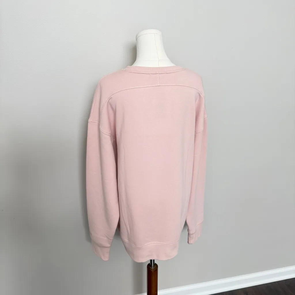 All In Motion Sweatshirt Cotton Fleece Crew Neck Mid Weight Lounge Athletic Pink - Image 7