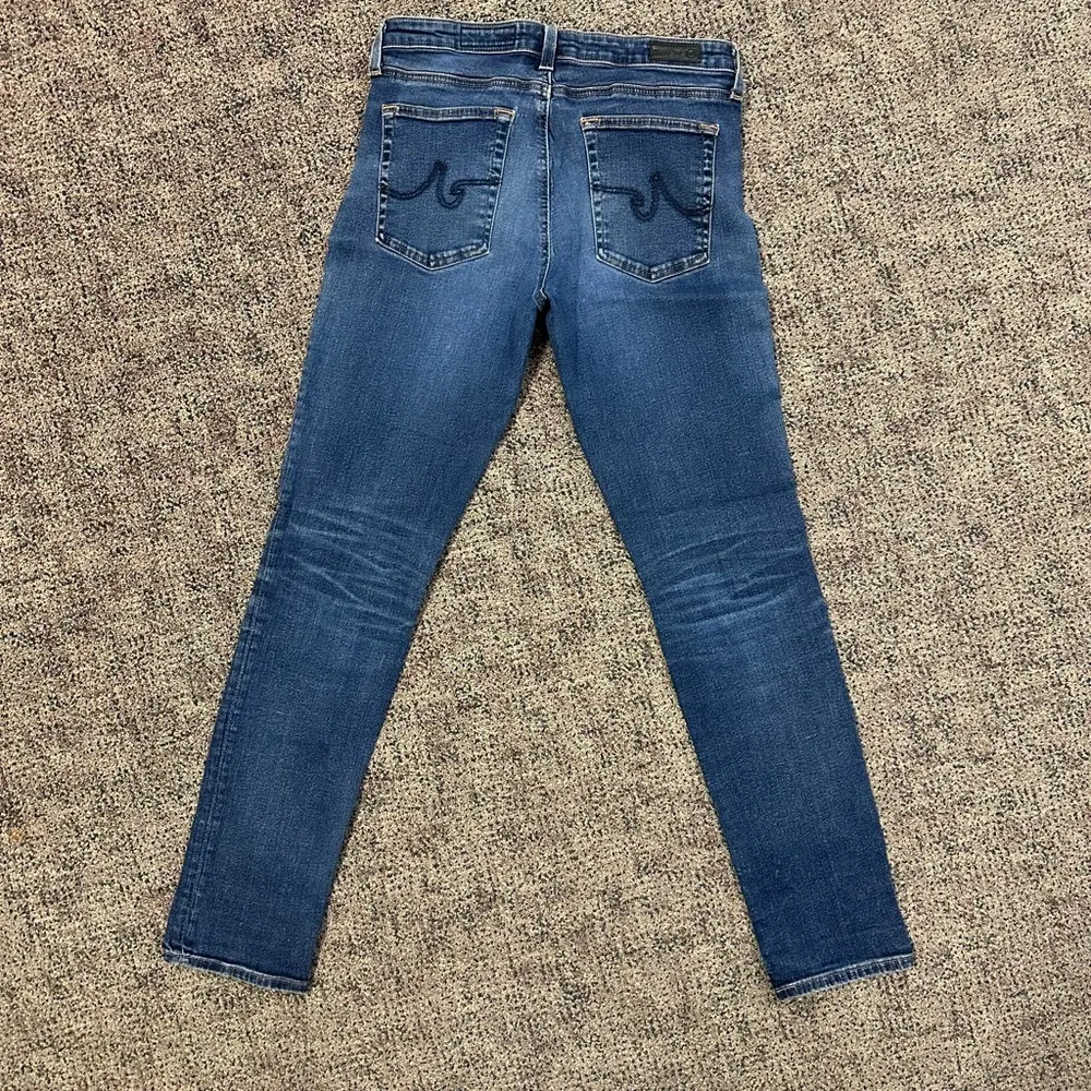 Ag Adriano Goldschmied Blue Skinny Jeans with Faded Details - Image 4