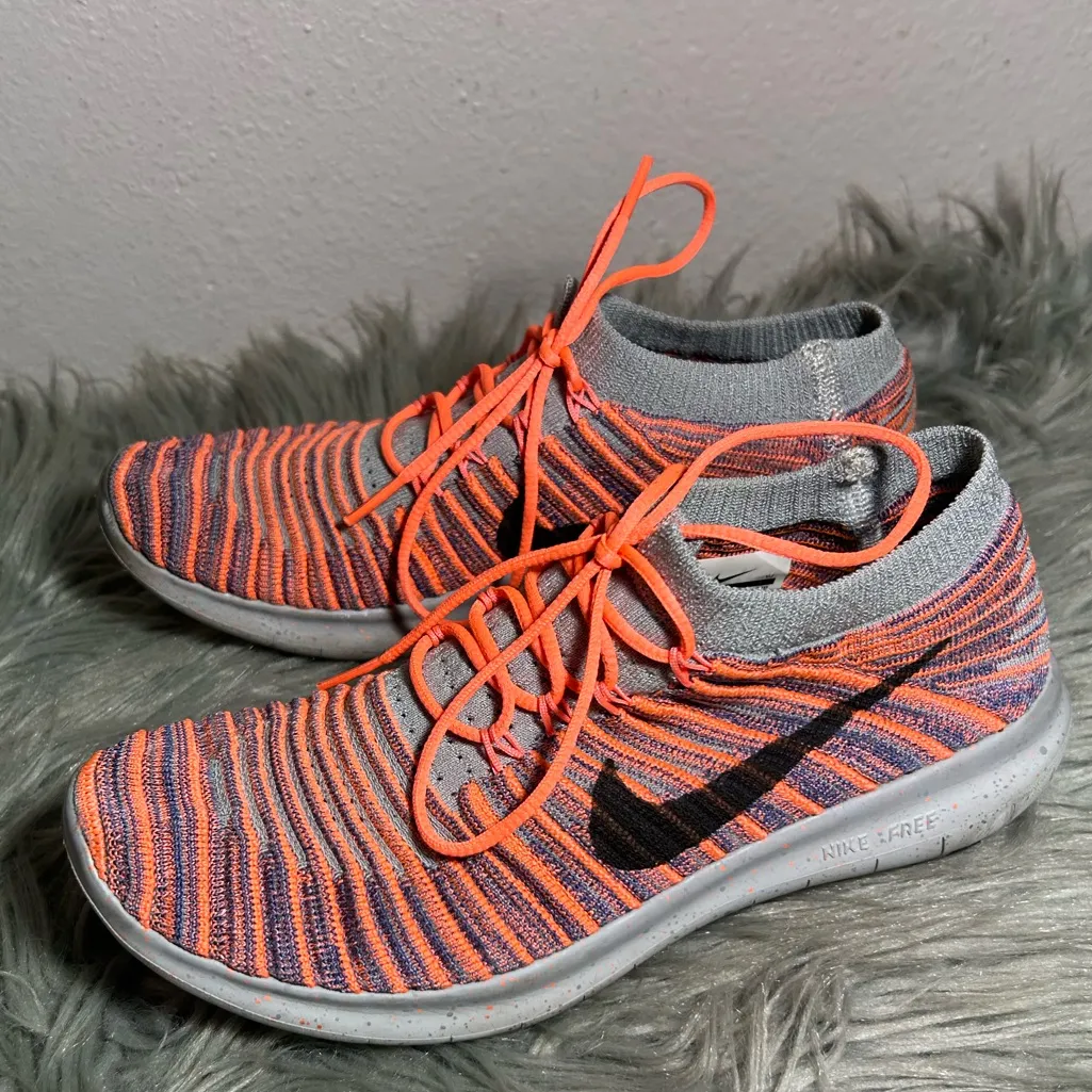 Nike Flyknit Free RN Motion Flyknit Running Pink Orange Purple Black Sz 6 - Image 3