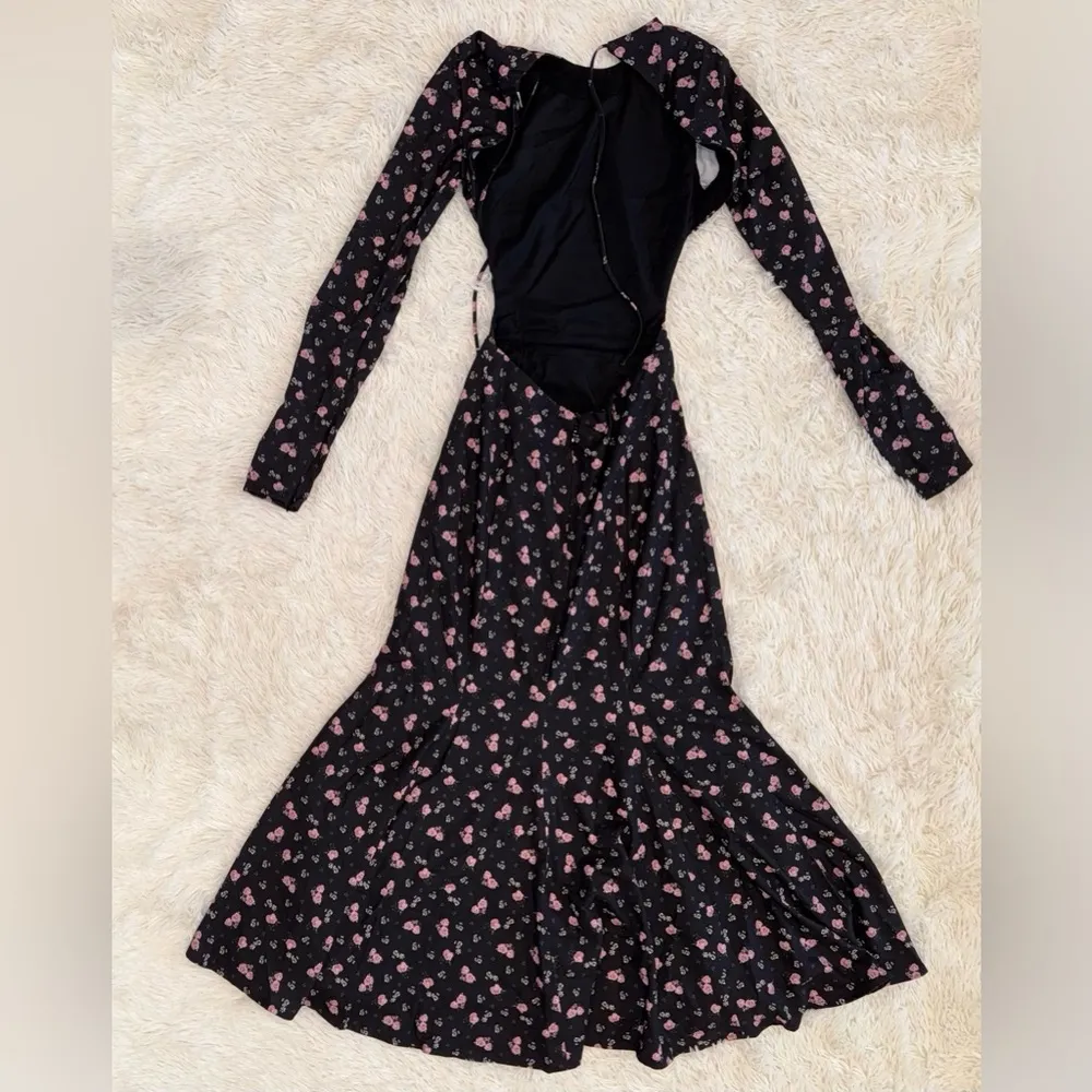 NWOT House Of CB Octavia Backless Dainty Floral Print Midi Dress Black Size XS - Image 5
