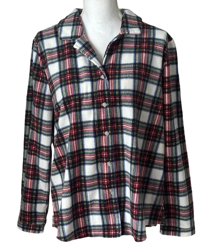 Ink+Ivy Womens Plaid Pajama Long Sleeve Button Down Notch Collar Top NWT Red Size XL - Image 1