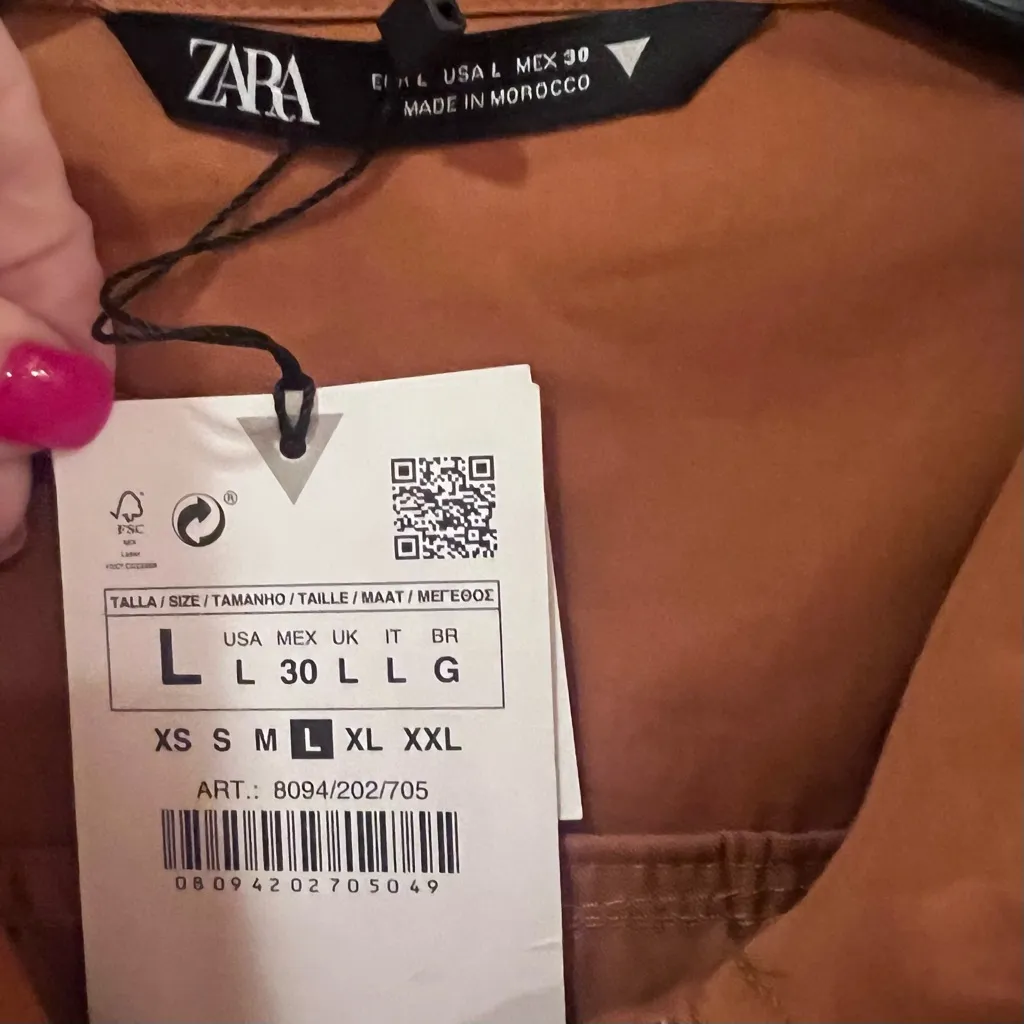 ZARA Poplin Shirt Open Back Utility‎ Mini Dress w/ Pockets in Tobacco Size Large - Image 13