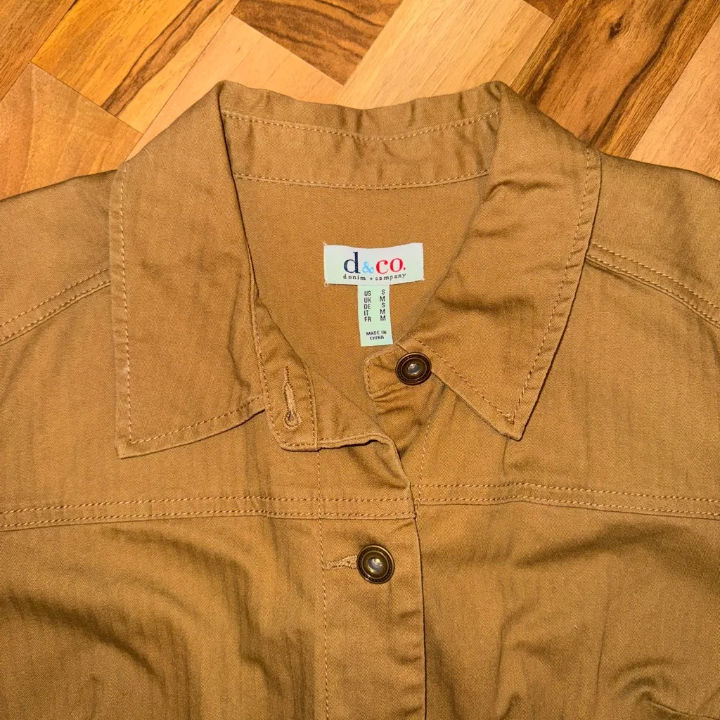 D & co. Women’s utility light jacket dark khaki‎ size small button down Tan - Image 3