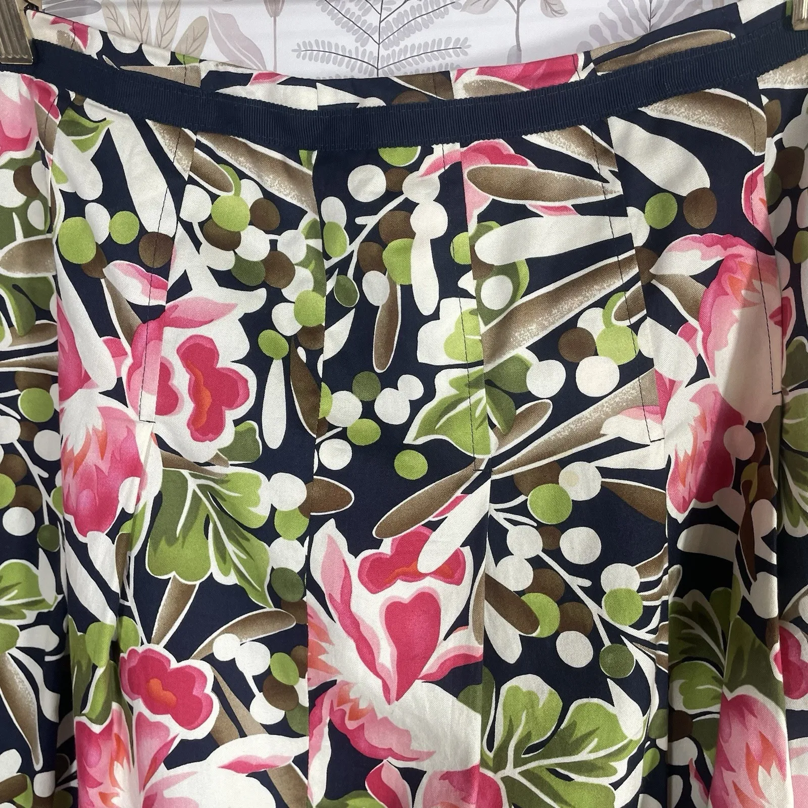 Vintage Talbot Skirt Floral Pleated A-Line Lined Size 12 100% Cotton‎ - Image 2
