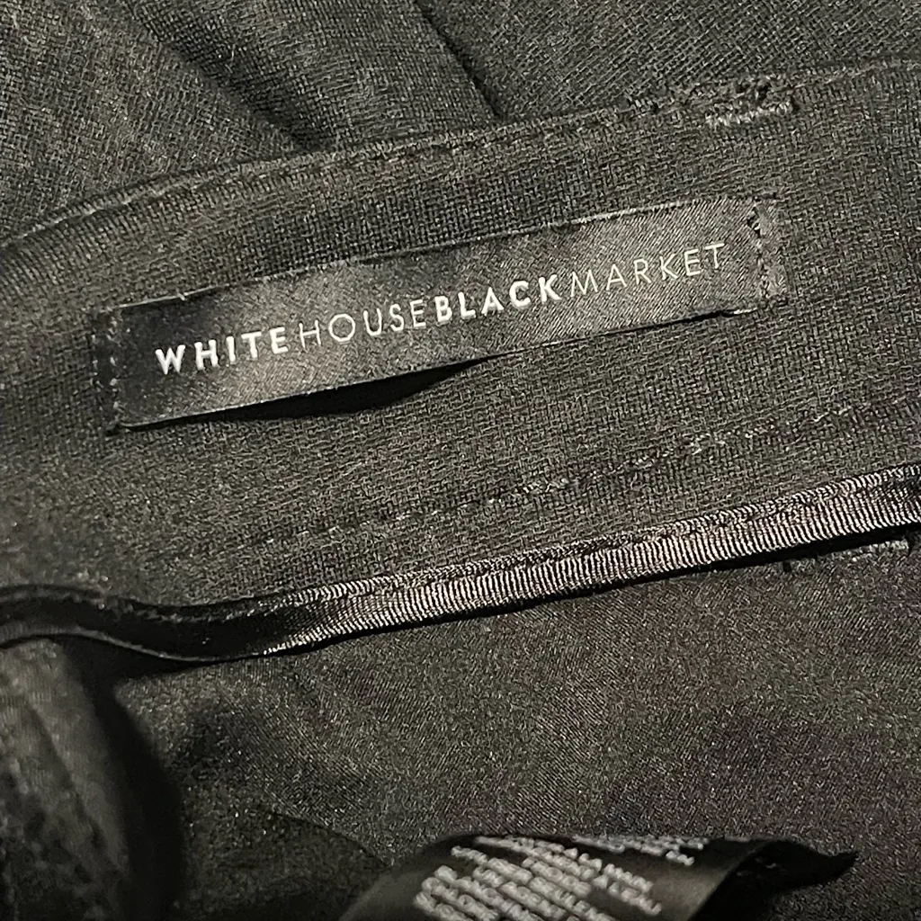 WHBM The Skinny Ankle Black Houndstooth Pants with Leather Trim Womens Size 00 - Image 7