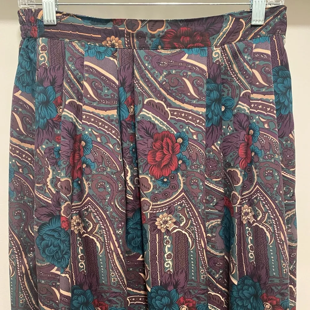 Vintage 1980s/1990s Prophecy By Dark Purple Midi Maxi Floral Skirt M - Image 2