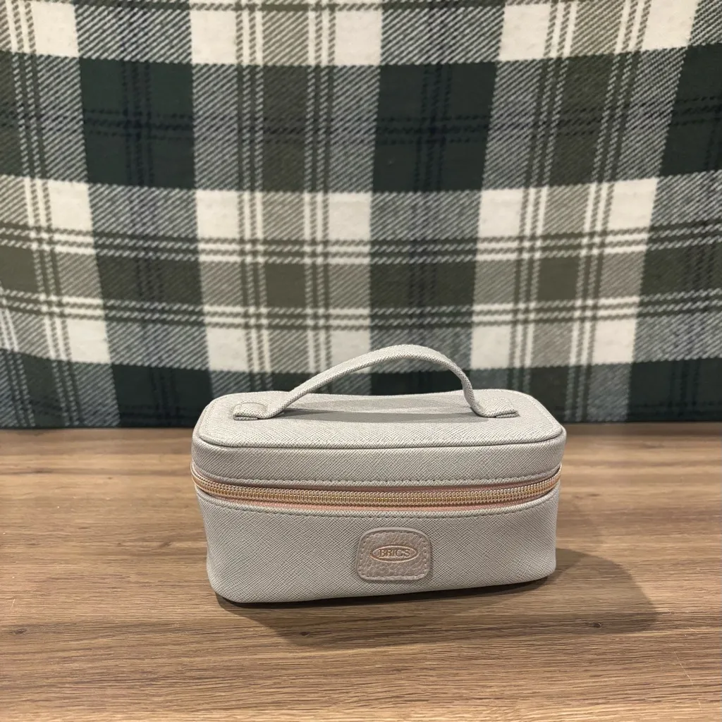 Brics Qatar Airways Travel Makeup Case Grey Rose Gold Cosmetic Pouch Toiletry Pink - Image 7