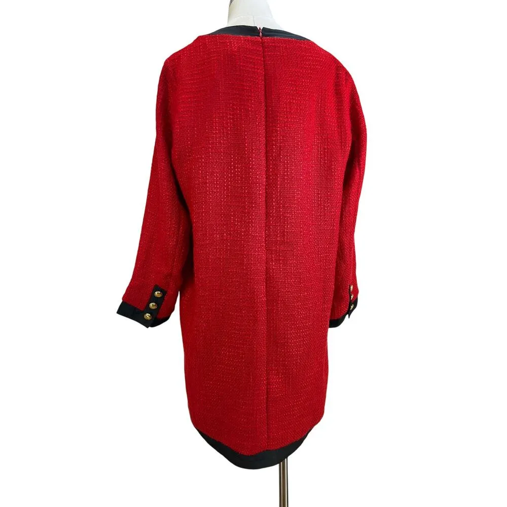 Tuckernuck Pomander Place Red Coco Tweed Bow Dress Size L - Image 10