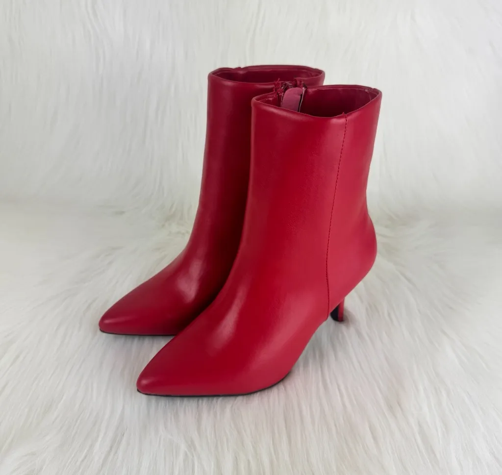 New Women's Qupid Portia Faux Leather Ankle Boots Bootie Shoes Size 6.5 Red - Image 5
