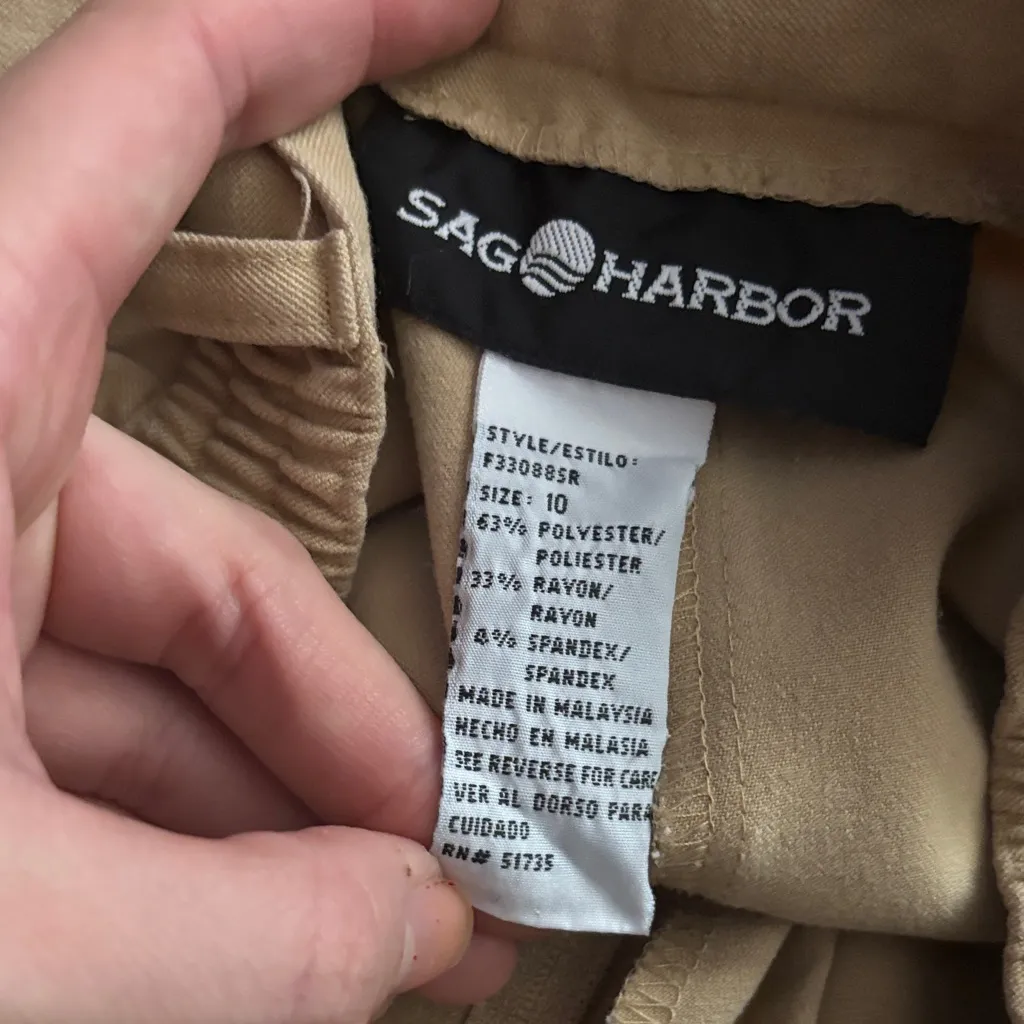 Sag Harbor Tan Women's Pants Stretch Waist Pleated Work Office Classic Capsule - Image 7