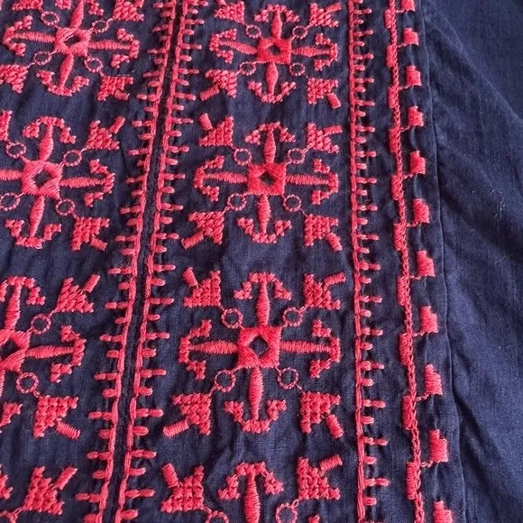 Vineyard Vines Nautical Embroidered Pintuck Bishop Sleeve Shift Dress Vacation L - Image 5