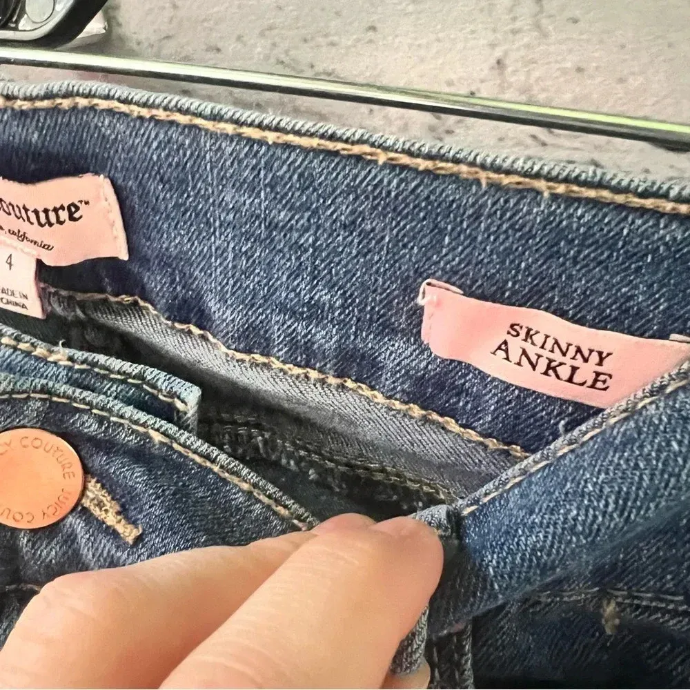 Juicy Couture Distressed Skinny Ankle Rolled Cuff Denim‎ Jeans Size 4 - Image 5