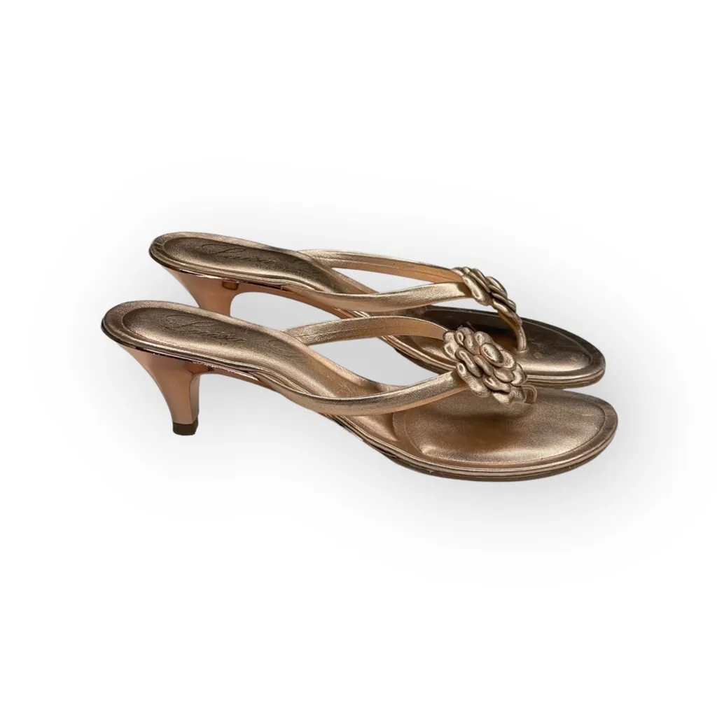 Luisa D’Orio ✿ Camellia Leather Kitten Heel Mule Thong Sandals ✿ Rose Gold ✿ 6M Pink Size 6 - Image 4
