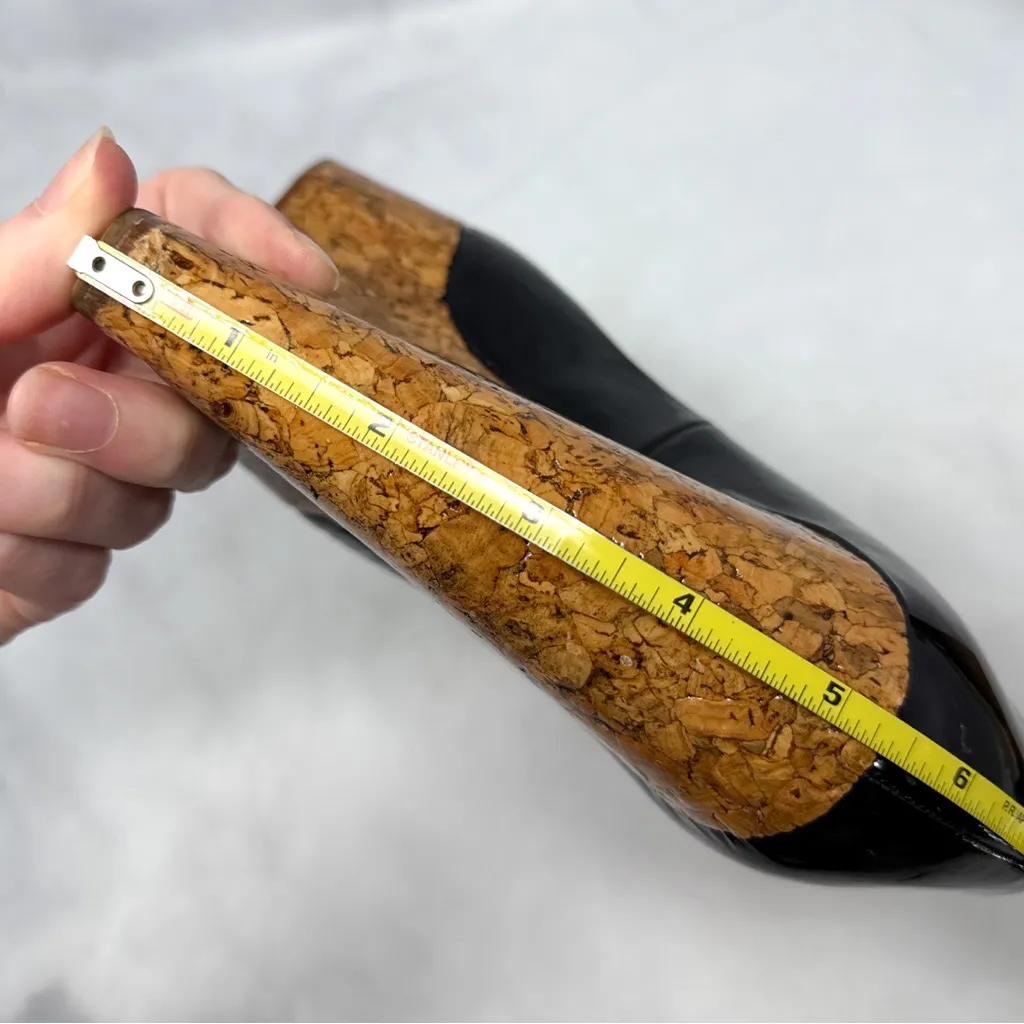 Christian Louboutin Coroclic 140 Patent Calf Leather Cork Platform Wedge Pump 37 - Image 12