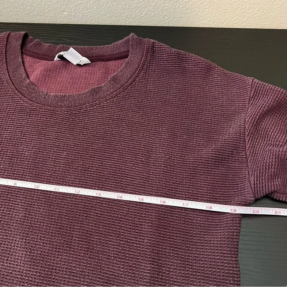Athleta Coaster Luxe Waffle Sweatshirt Maroon Small - Image 12