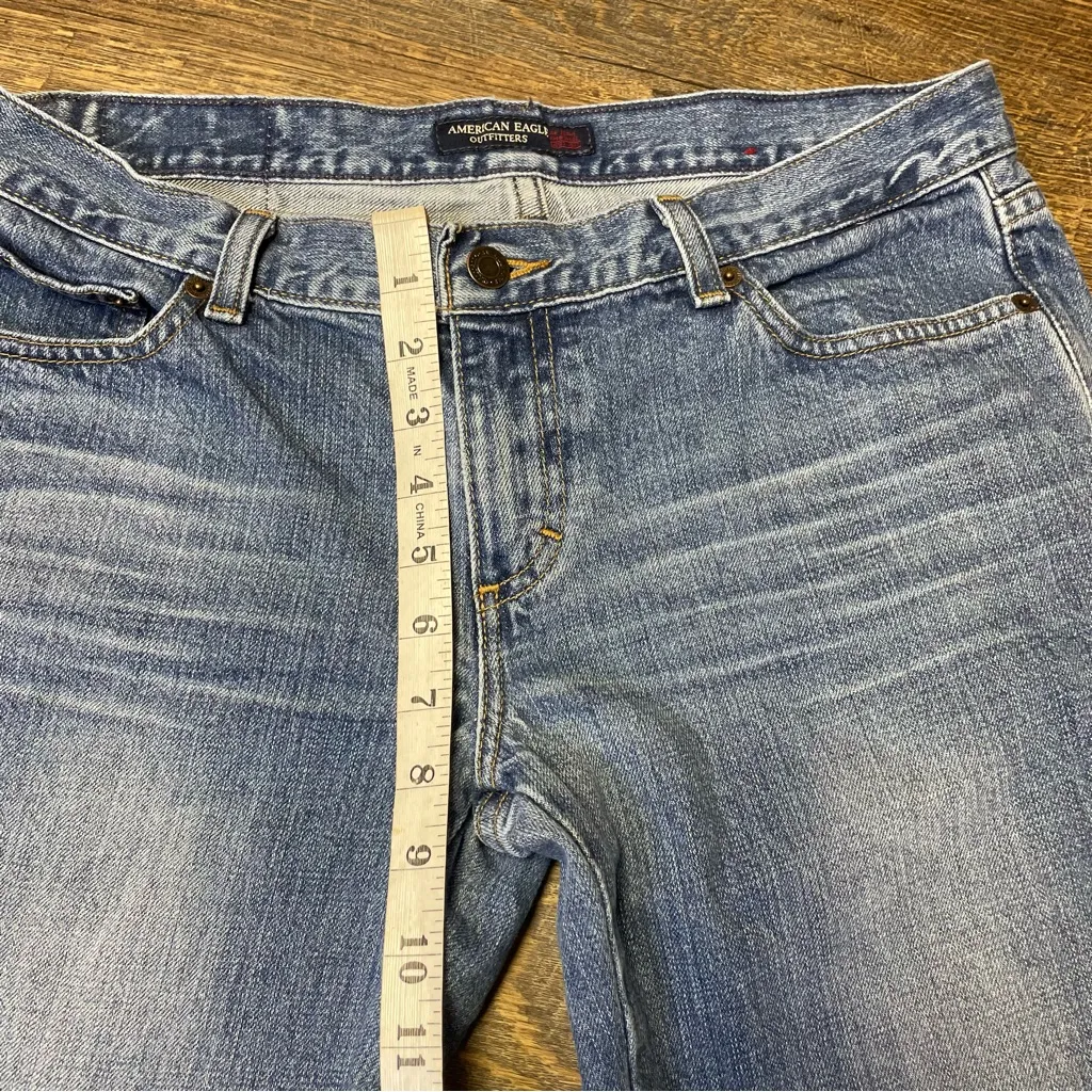 Vintage 90s American Eagle Bootcut Flare Jeans Womens 8 Cotton Blue Denim - Image 4