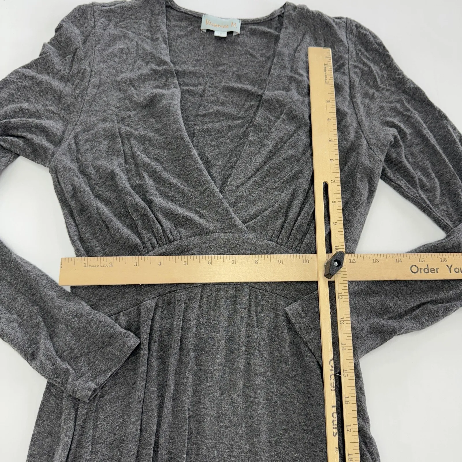 Veronica M Dress Womens Extra Small Gray‎ Long Sleeve V Neck Stretch Knit USA Gray Size XS - Image 6