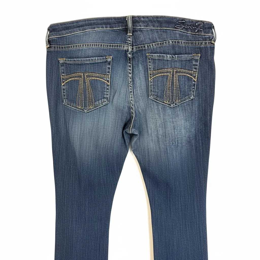 Seven7 Premium Denim Women's Flare Jeans Size 16 Blue Stretch Mid Rise - Image 4