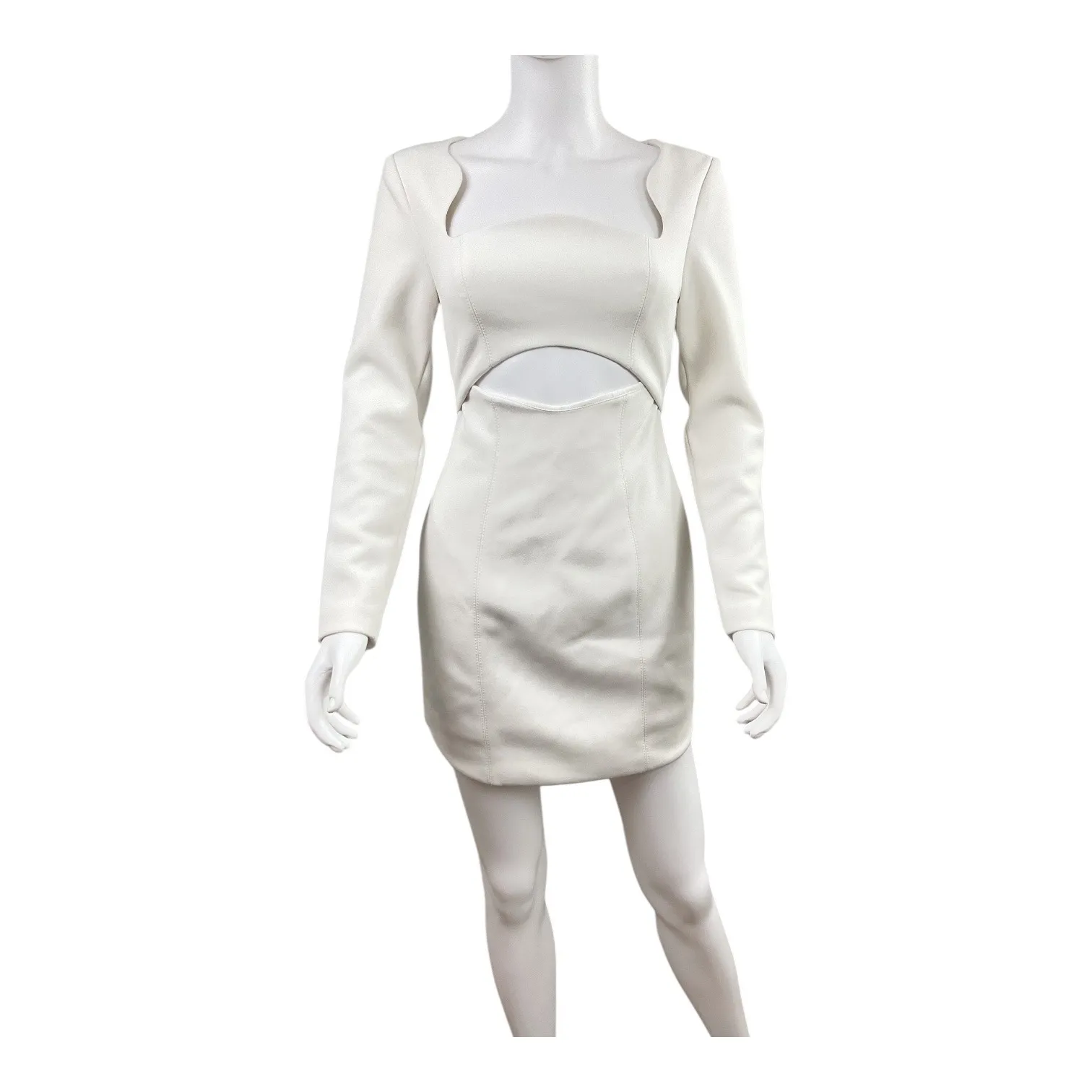 MISHA White Long Sleeve Cutout Square Neck Mini Dress Size US 2 - Image 5