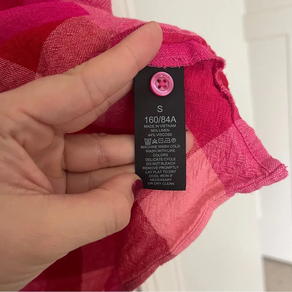 Kate Spade Picnic Woven Flutter-sleeve Top Pink Red Ruffle Short Sleeve Blouse - Image 3