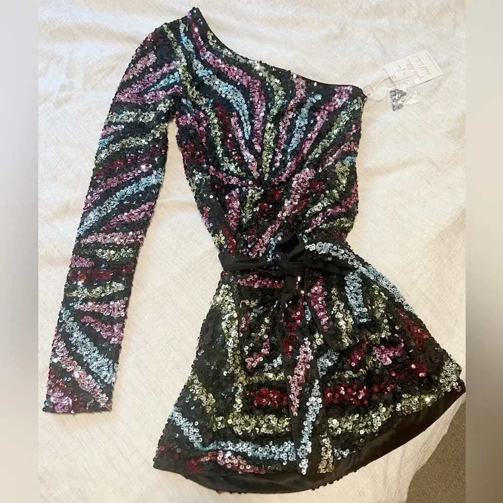 SHOW ME‎ YOUR MUMU Shimmy Mini Dress in Starburst Sequins NWT size XS Party - Image 3