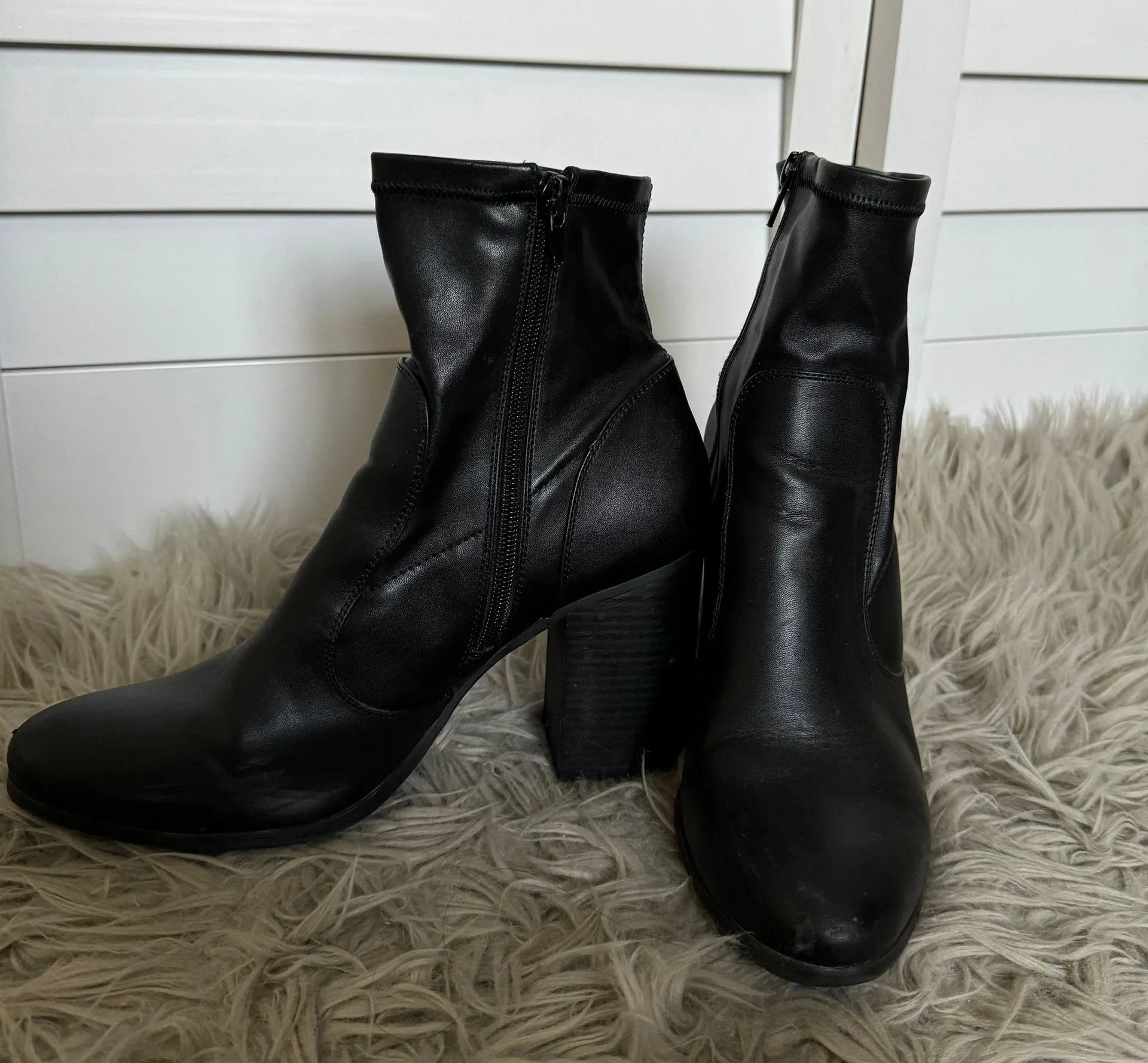 Black Faux Leather Boots size 7.5 - Image 2